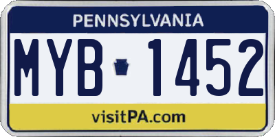 PA license plate MYB1452
