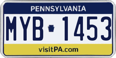 PA license plate MYB1453