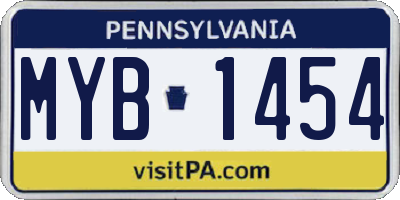 PA license plate MYB1454