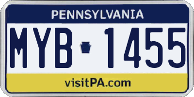 PA license plate MYB1455