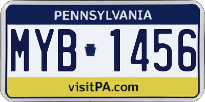 PA license plate MYB1456