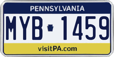 PA license plate MYB1459