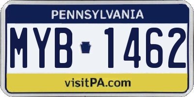 PA license plate MYB1462