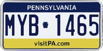 PA license plate MYB1465