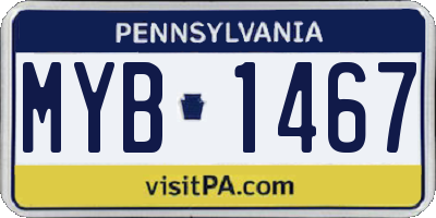 PA license plate MYB1467