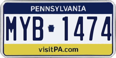 PA license plate MYB1474
