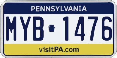 PA license plate MYB1476