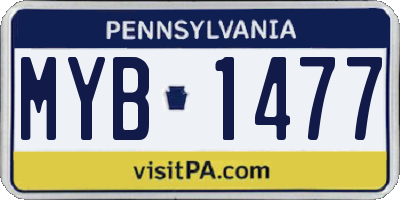 PA license plate MYB1477