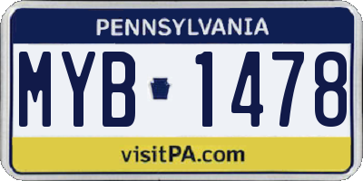 PA license plate MYB1478