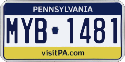 PA license plate MYB1481