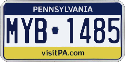 PA license plate MYB1485