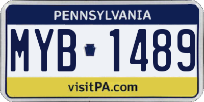 PA license plate MYB1489