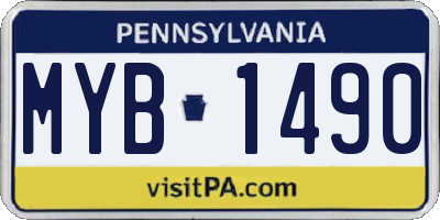 PA license plate MYB1490