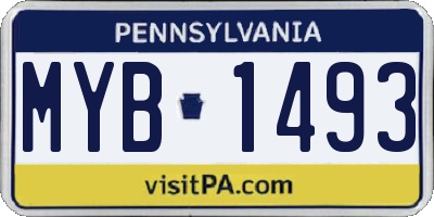 PA license plate MYB1493