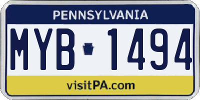 PA license plate MYB1494