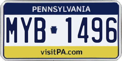 PA license plate MYB1496
