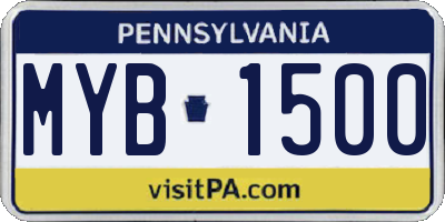 PA license plate MYB1500