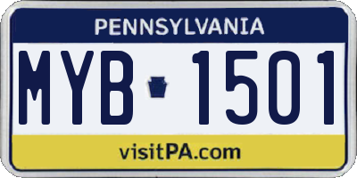 PA license plate MYB1501