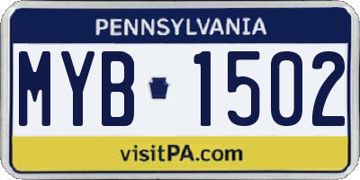 PA license plate MYB1502