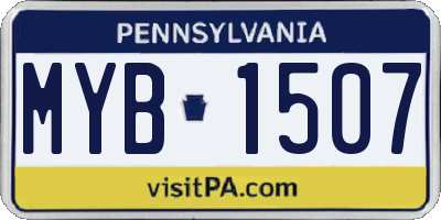 PA license plate MYB1507