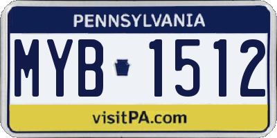 PA license plate MYB1512