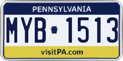 PA license plate MYB1513