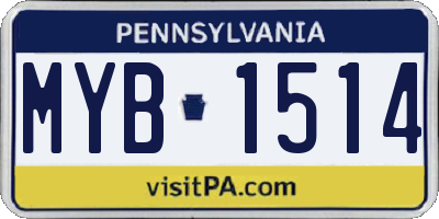 PA license plate MYB1514