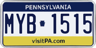 PA license plate MYB1515