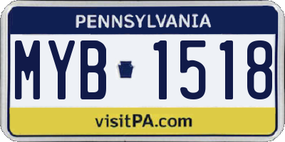 PA license plate MYB1518