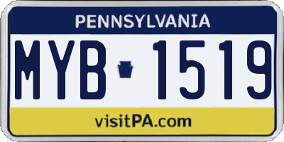PA license plate MYB1519