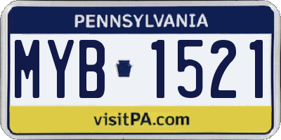 PA license plate MYB1521