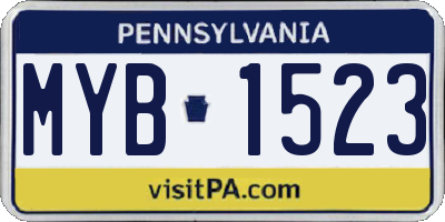 PA license plate MYB1523