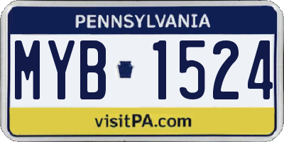 PA license plate MYB1524