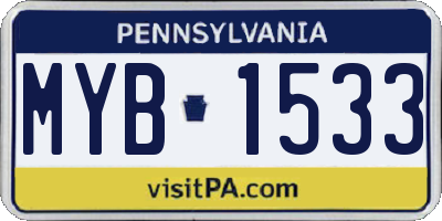 PA license plate MYB1533