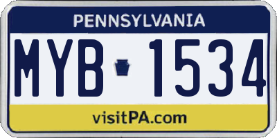 PA license plate MYB1534