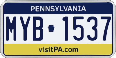 PA license plate MYB1537