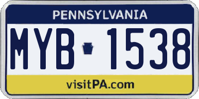 PA license plate MYB1538