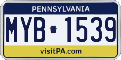 PA license plate MYB1539