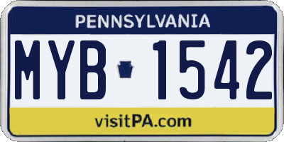 PA license plate MYB1542
