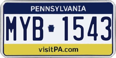 PA license plate MYB1543