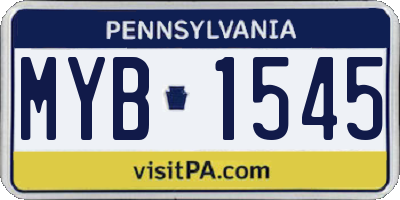 PA license plate MYB1545