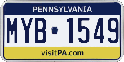 PA license plate MYB1549
