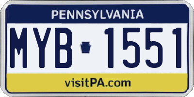 PA license plate MYB1551