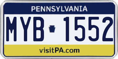 PA license plate MYB1552