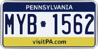 PA license plate MYB1562