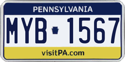 PA license plate MYB1567