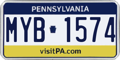 PA license plate MYB1574