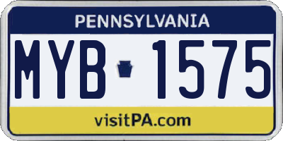 PA license plate MYB1575