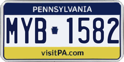 PA license plate MYB1582