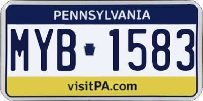 PA license plate MYB1583